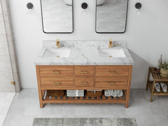 Parker Teak Wood 60 in. W x 22 in. D Double Sink Bathroom Vanity - photo 19