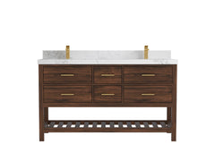 Parker Teak Wood 60 in. W x 22 in. D Double Sink Bathroom Vanity - photo 14