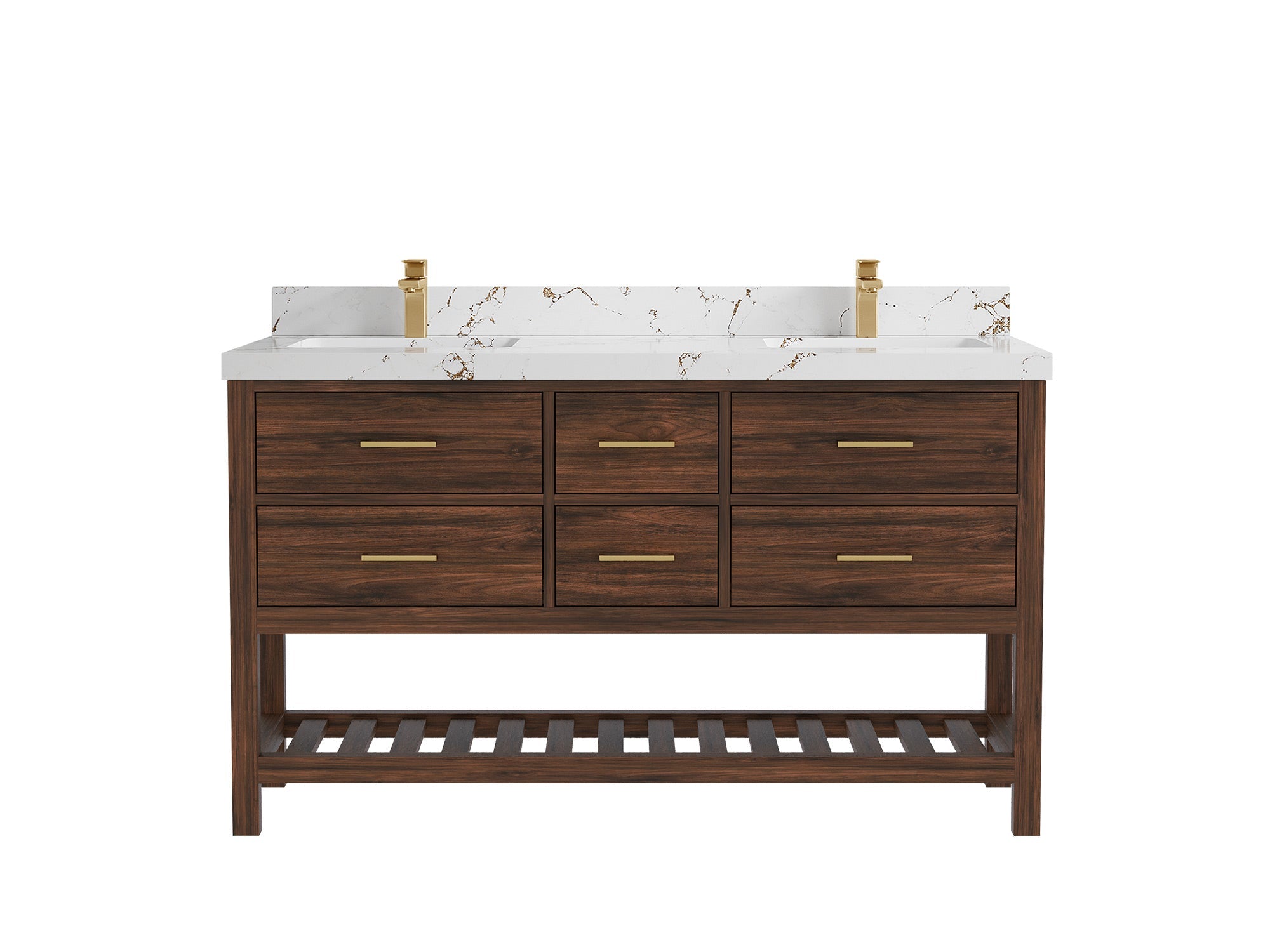 Parker Teak Wood 60 in. W x 22 in. D Double Sink Bathroom Vanity - Willow Bath and Vanity