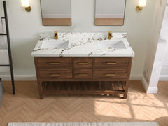 Parker Teak Wood 60 in. W x 22 in. D Double Sink Bathroom Vanity - photo 29