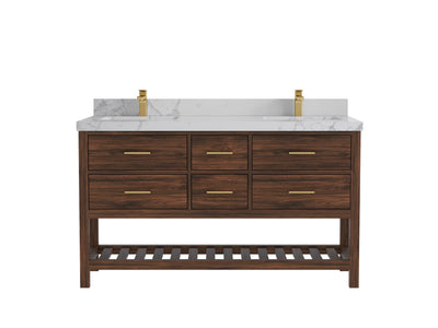 Parker Teak Wood 60 in. W x 22 in. D Double Sink Bathroom Vanity - Willow Bath and Vanity