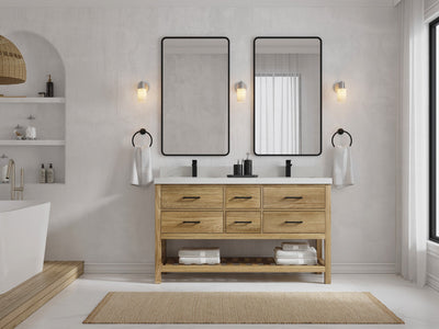 Parker Teak Wood 60 in. W x 22 in. D Double Sink Bathroom Vanity - Willow Bath and Vanity