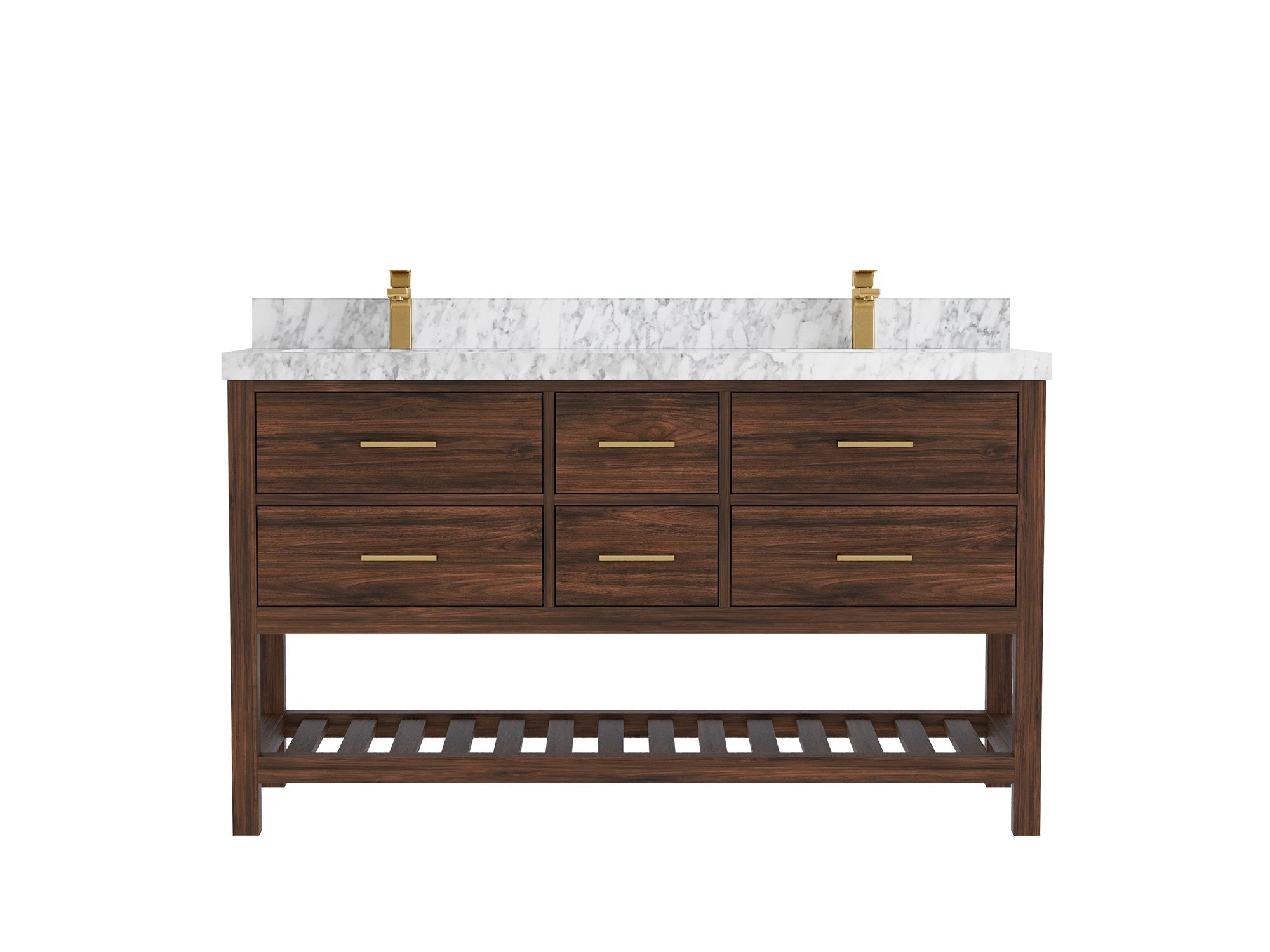 Parker Teak Wood 60 in. W x 22 in. D Double Sink Bathroom Vanity - Willow Bath and Vanity