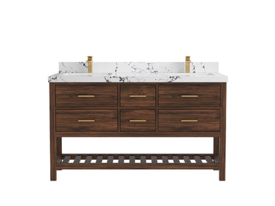 Parker Teak Wood 60 in. W x 22 in. D Double Sink Bathroom Vanity - Willow Bath and Vanity