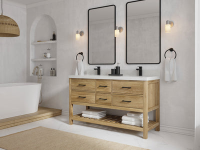 Parker Teak Wood 60 in. W x 22 in. D Double Sink Bathroom Vanity - Willow Bath and Vanity