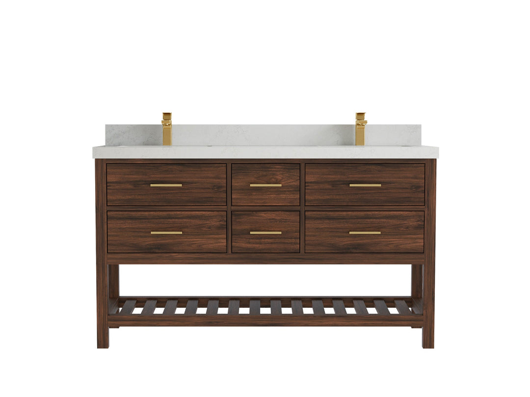 Parker Teak Wood 60 in. W x 22 in. D Double Sink Bathroom Vanity - Willow Bath and Vanity
