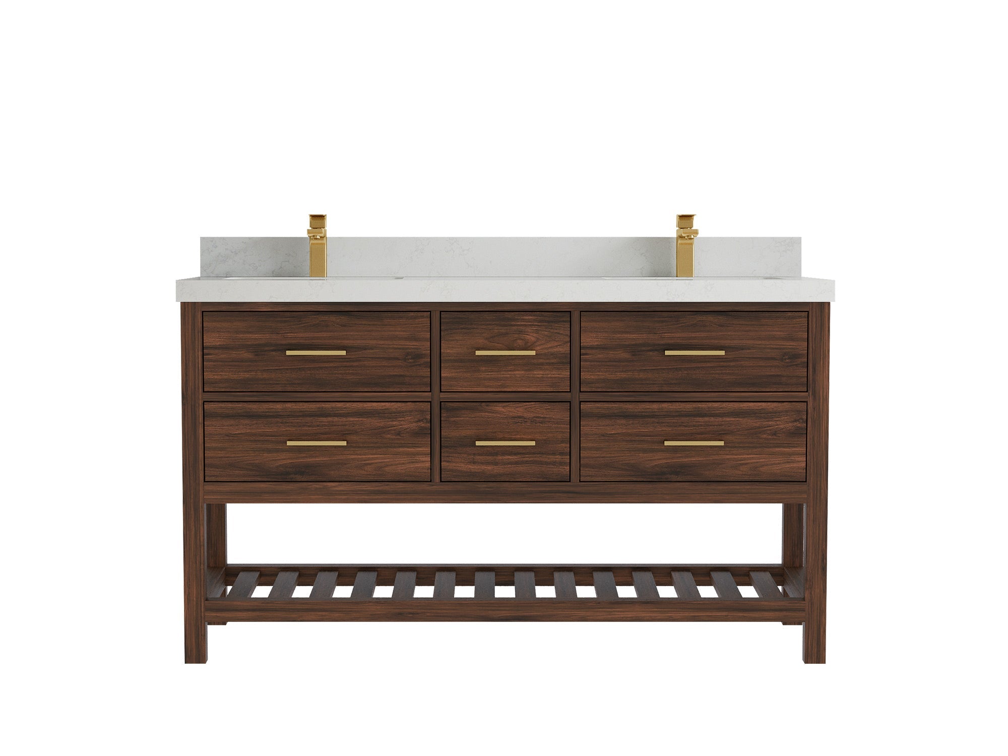 Parker Teak Wood 60 in. W x 22 in. D Double Sink Bathroom Vanity - Willow Bath and Vanity