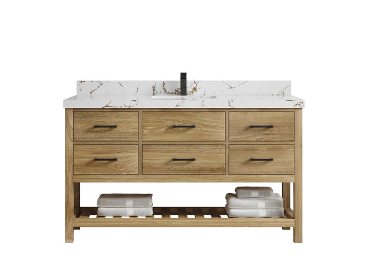 Parker Teak Wood 60 in. W x 22 in. D Single Sink Bathroom Vanity - photo 24