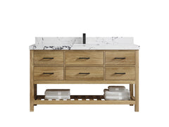 Parker Teak Wood 60 in. W x 22 in. D Single Sink Bathroom Vanity - photo 26