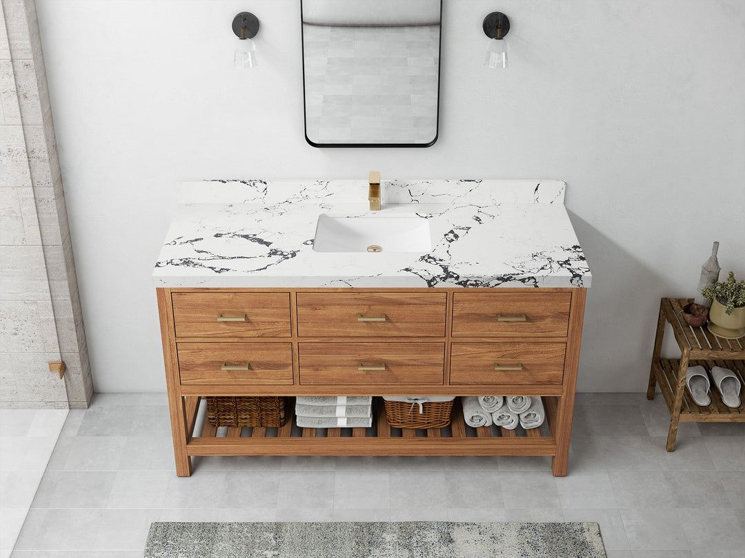 Parker Teak Wood 60 in. W x 22 in. D Single Sink Bathroom Vanity - Willow Bath and Vanity