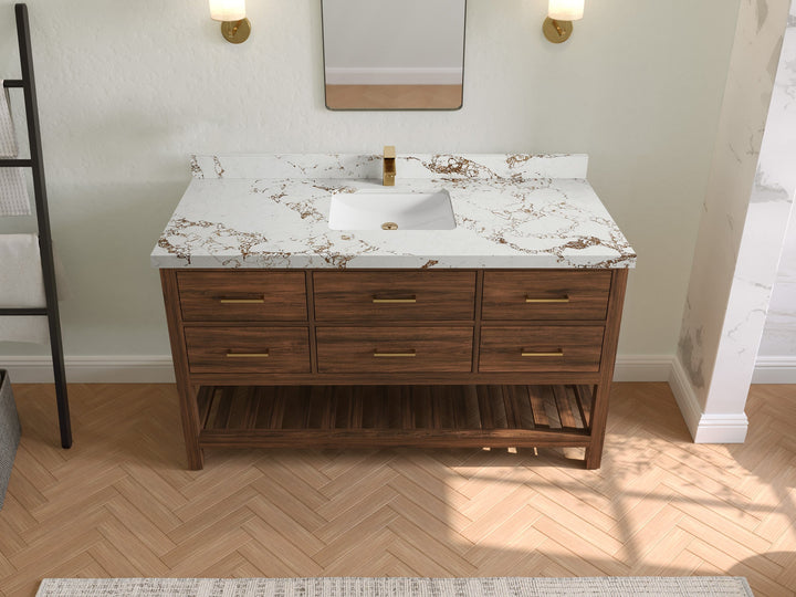 Parker Teak Wood 60 in. W x 22 in. D Single Sink Bathroom Vanity - photo 31