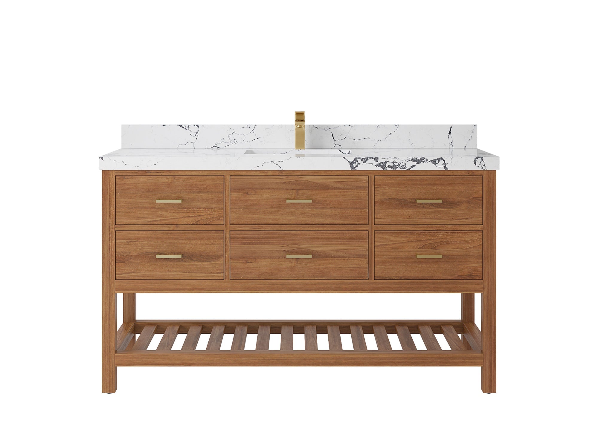 Parker Teak Wood 60 in. W x 22 in. D Single Sink Bathroom Vanity - Willow Bath and Vanity