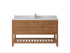 Parker Teak Wood 60 in. W x 22 in. D Single Sink Bathroom Vanity - photo 1