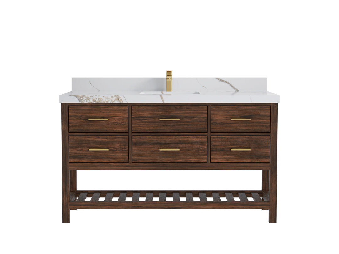 Parker Teak Wood 60 in. W x 22 in. D Single Sink Bathroom Vanity - Willow Bath and Vanity