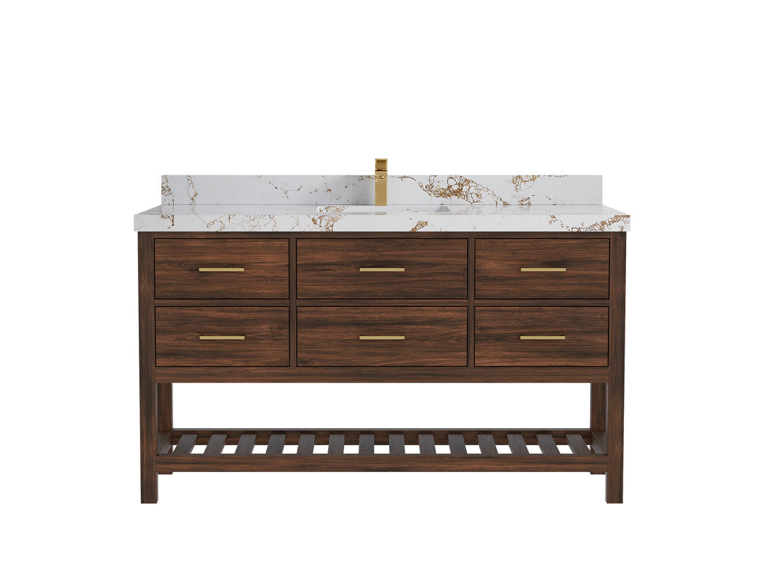 Parker Teak Wood 60 in. W x 22 in. D Single Sink Bathroom Vanity - Willow Bath and Vanity