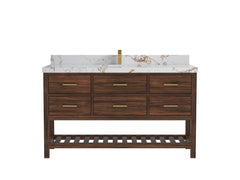 Parker Teak Wood 60 in. W x 22 in. D Single Sink Bathroom Vanity - photo 32