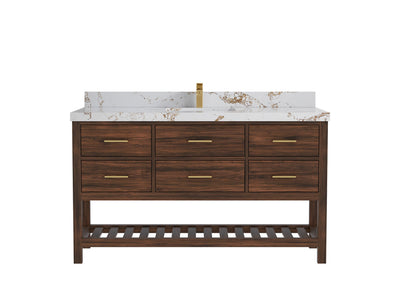 Parker Teak Wood 60 in. W x 22 in. D Single Sink Bathroom Vanity - Willow Bath and Vanity
