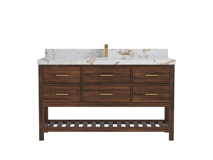Parker Teak Wood 60 in. W x 22 in. D Single Sink Bathroom Vanity - photo 32