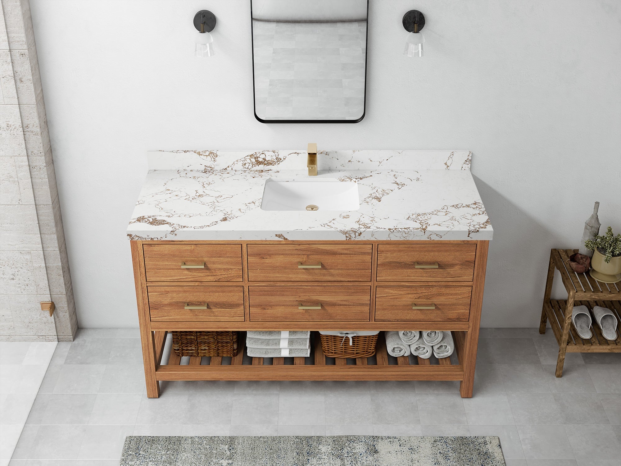 Parker Teak Wood 60 in. W x 22 in. D Single Sink Bathroom Vanity - Willow Bath and Vanity