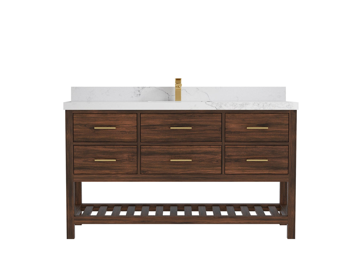 Parker Teak Wood 60 in. W x 22 in. D Single Sink Bathroom Vanity - Willow Bath and Vanity