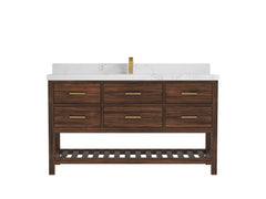 Parker Teak Wood 60 in. W x 22 in. D Single Sink Bathroom Vanity - photo 14