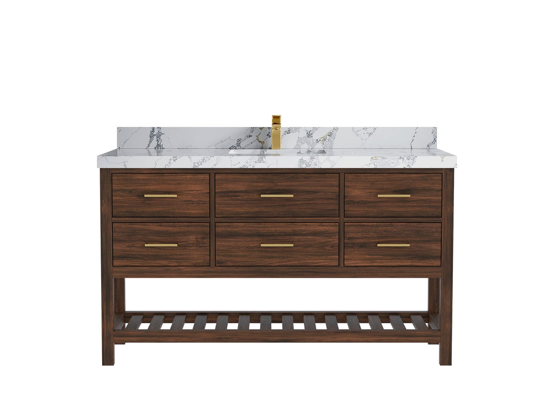 Parker Teak Wood 60 in. W x 22 in. D Single Sink Bathroom Vanity - Willow Bath and Vanity