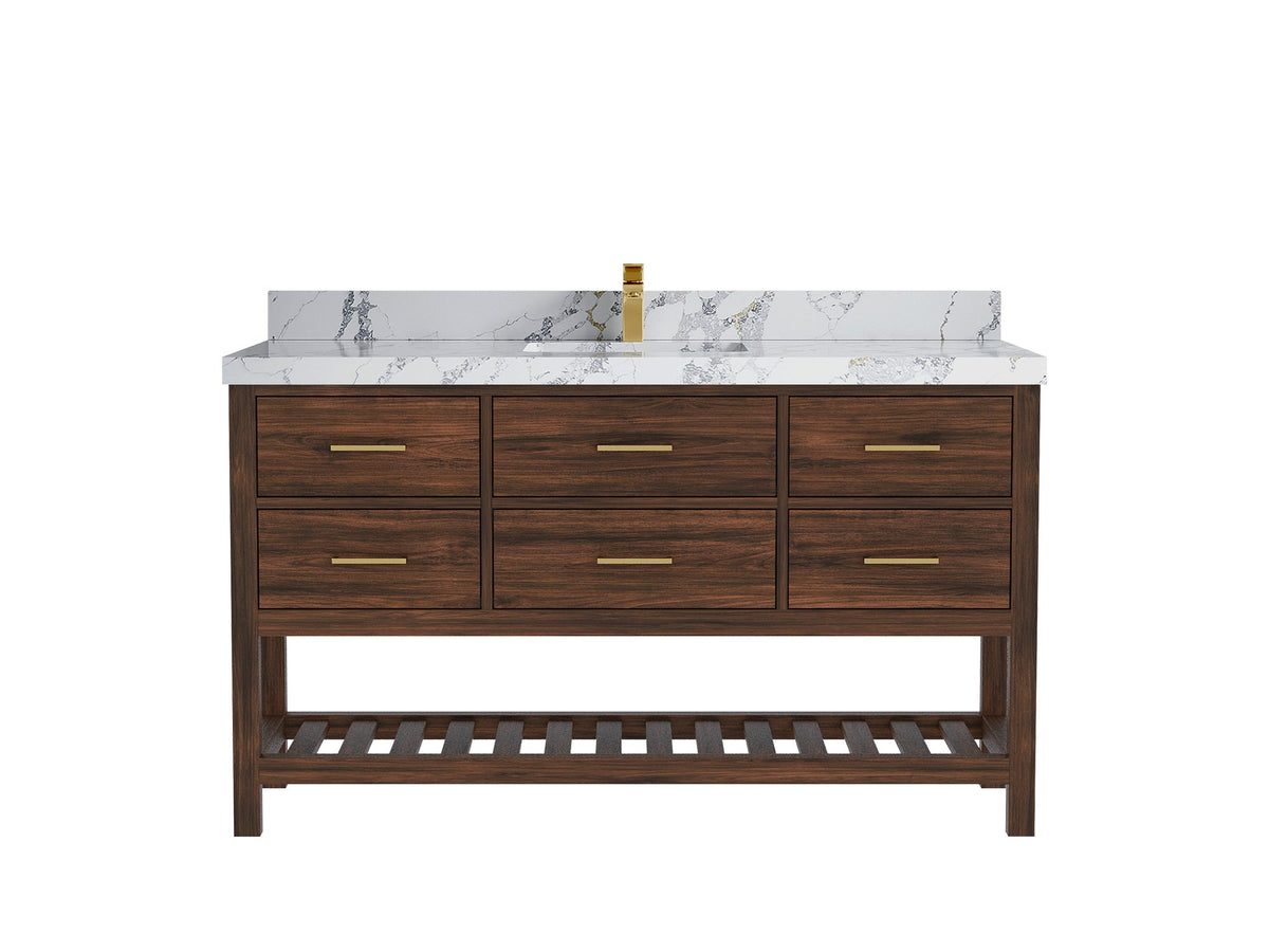 Parker Teak Wood 60 in. W x 22 in. D Single Sink Bathroom Vanity - Willow Bath and Vanity