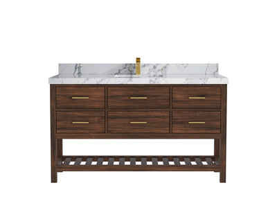 Parker Teak Wood 60 in. W x 22 in. D Single Sink Bathroom Vanity - Willow Bath and Vanity