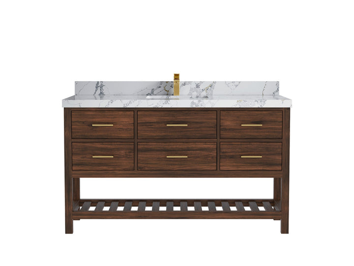 Parker Teak Wood 60 in. W x 22 in. D Single Sink Bathroom Vanity - photo 16