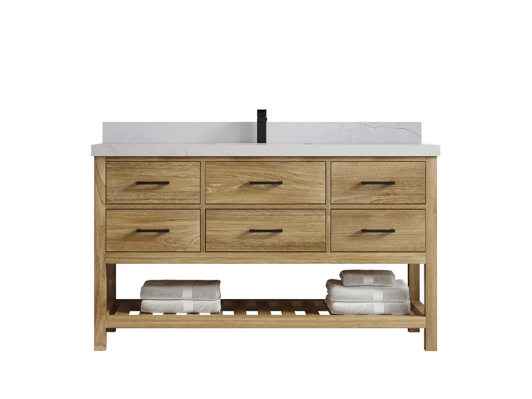 Parker Teak Wood 60 in. W x 22 in. D Single Sink Bathroom Vanity - Willow Bath and Vanity