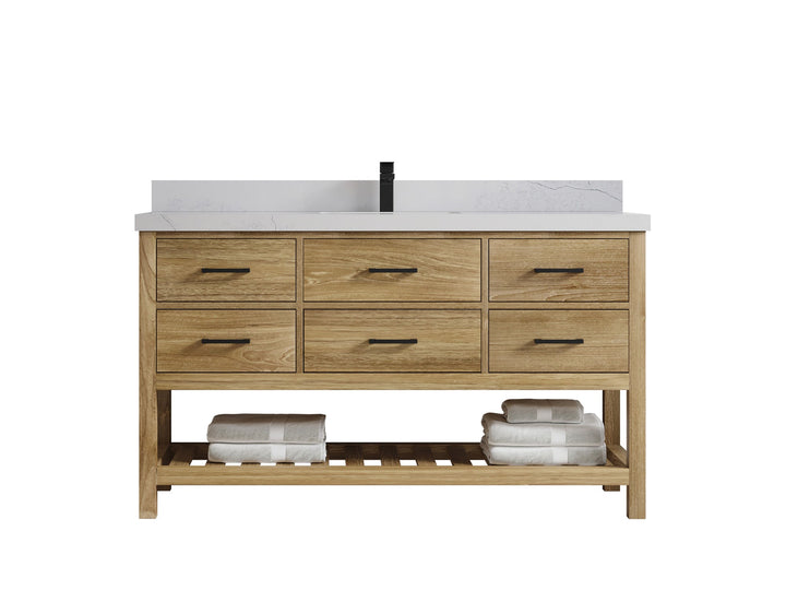 Parker Teak Wood 60 in. W x 22 in. D Single Sink Bathroom Vanity - photo 1
