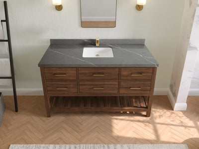 Parker Teak Wood 60 in. W x 22 in. D Single Sink Bathroom Vanity - Willow Bath and Vanity
