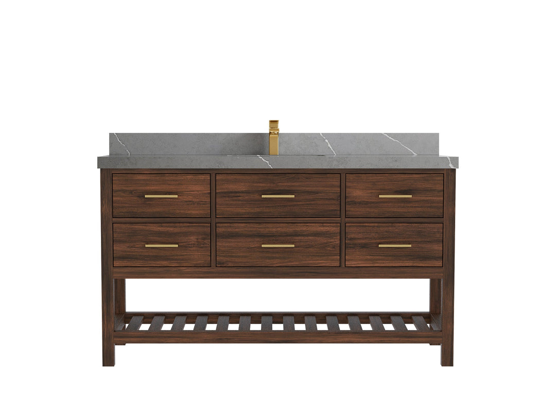 Parker Teak Wood 60 in. W x 22 in. D Single Sink Bathroom Vanity - Willow Bath and Vanity