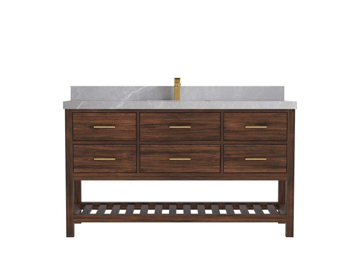 Parker Teak Wood 60 in. W x 22 in. D Single Sink Bathroom Vanity - Willow Bath and Vanity
