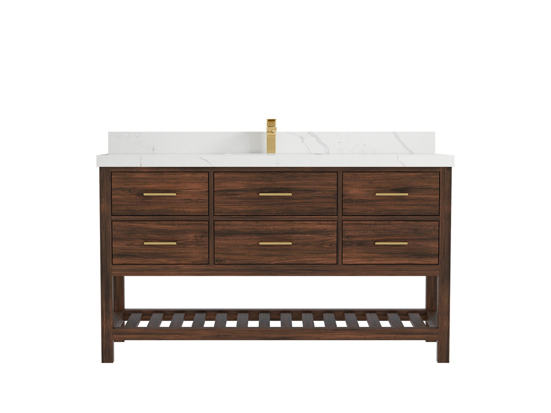 Parker Teak Wood 60 in. W x 22 in. D Single Sink Bathroom Vanity - Willow Bath and Vanity