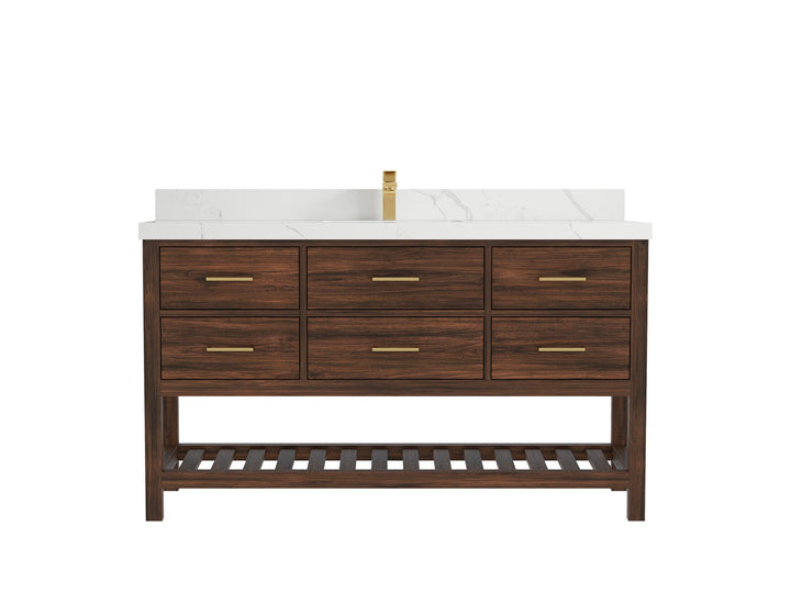 Parker Teak Wood 60 in. W x 22 in. D Single Sink Bathroom Vanity - photo 12