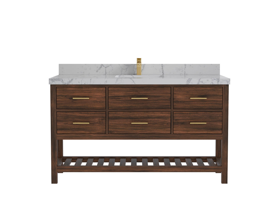 Parker Teak Wood 60 in. W x 22 in. D Single Sink Bathroom Vanity - Willow Bath and Vanity