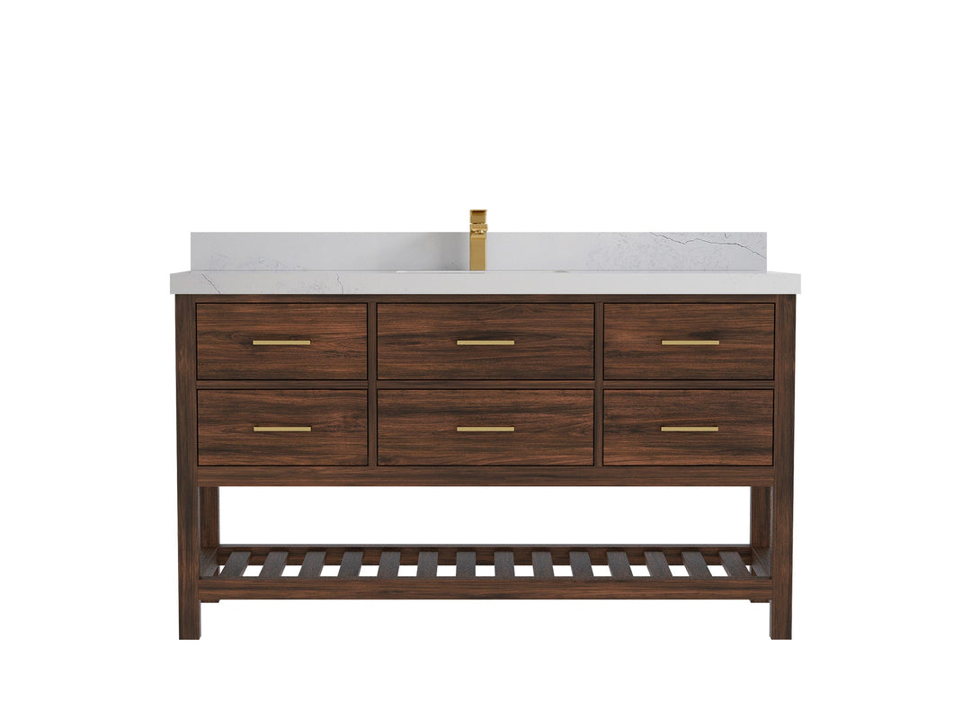 Parker Teak Wood 60 in. W x 22 in. D Single Sink Bathroom Vanity - Willow Bath and Vanity