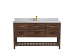 Parker Teak Wood 60 in. W x 22 in. D Single Sink Bathroom Vanity - photo 1