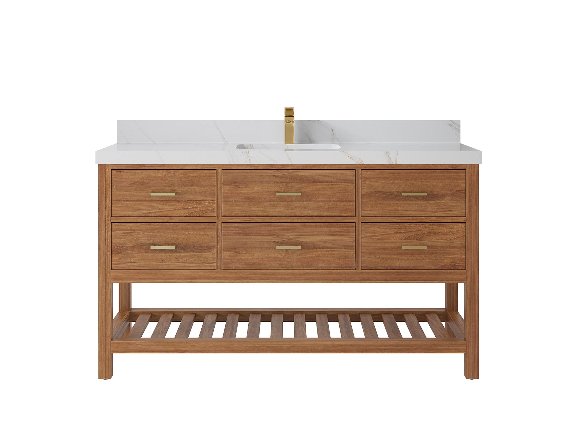 Parker Teak Wood 60 in. W x 22 in. D Single Sink Bathroom Vanity - Willow Bath and Vanity