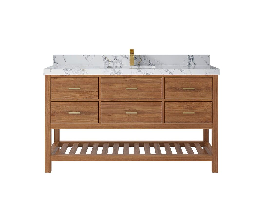 Parker Teak Wood 60 in. W x 22 in. D Single Sink Bathroom Vanity - Willow Bath and Vanity