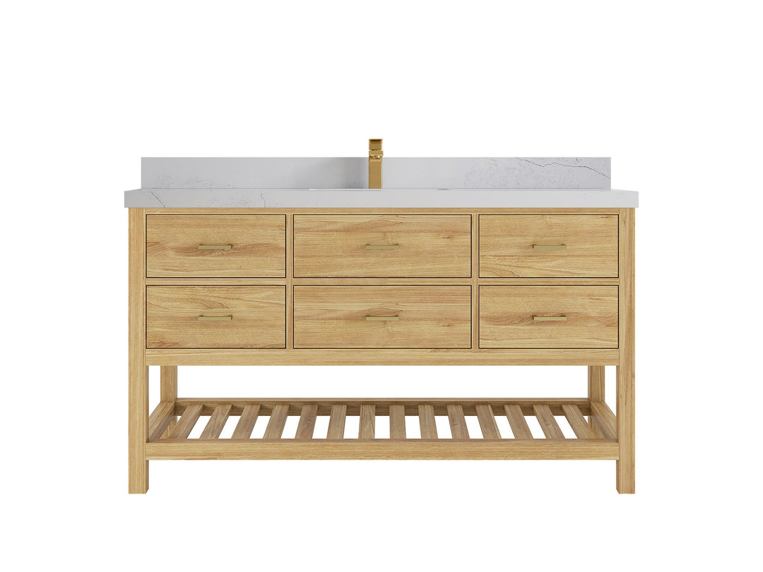 Parker Teak Wood 60 in. W x 22 in. D Single Sink Bathroom Vanity - Willow Bath and Vanity