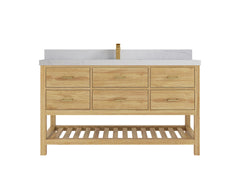 Parker Teak Wood 60 in. W x 22 in. D Single Sink Bathroom Vanity - photo 1