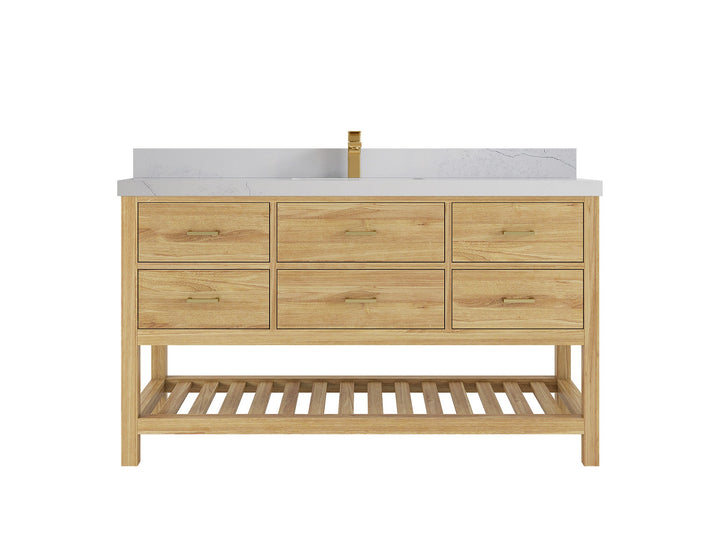 Parker Teak Wood 60 in. W x 22 in. D Single Sink Bathroom Vanity - photo 1