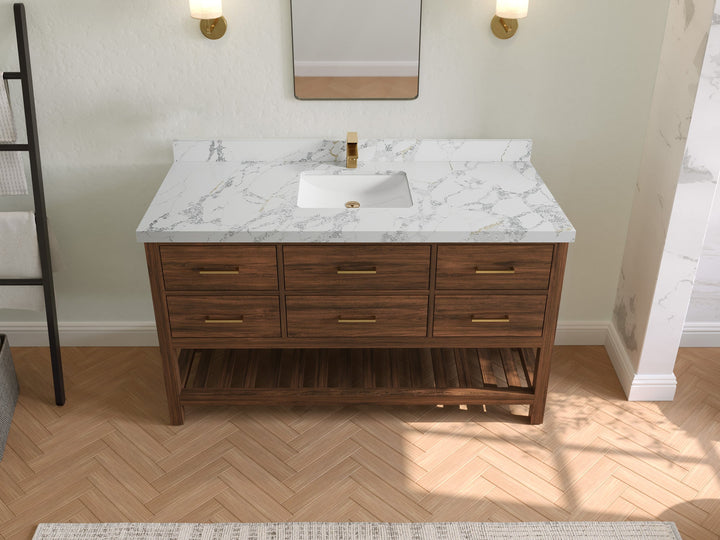Parker Teak Wood 60 in. W x 22 in. D Single Sink Bathroom Vanity - photo 15