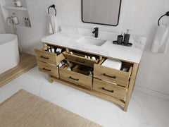 Parker Teak Wood 60 in. W x 22 in. D Single Sink Bathroom Vanity - photo 3