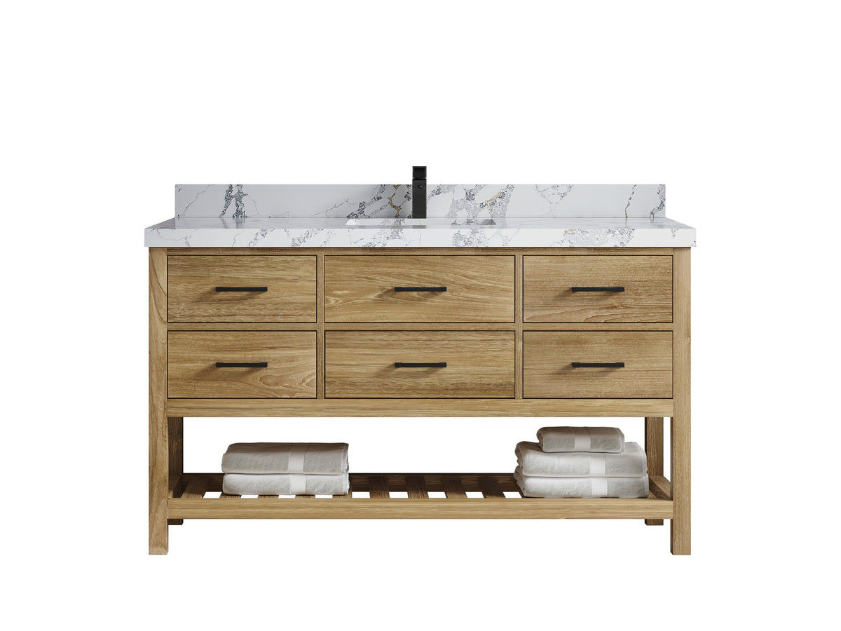 Parker Teak Wood 60 in. W x 22 in. D Single Sink Bathroom Vanity - Willow Bath and Vanity