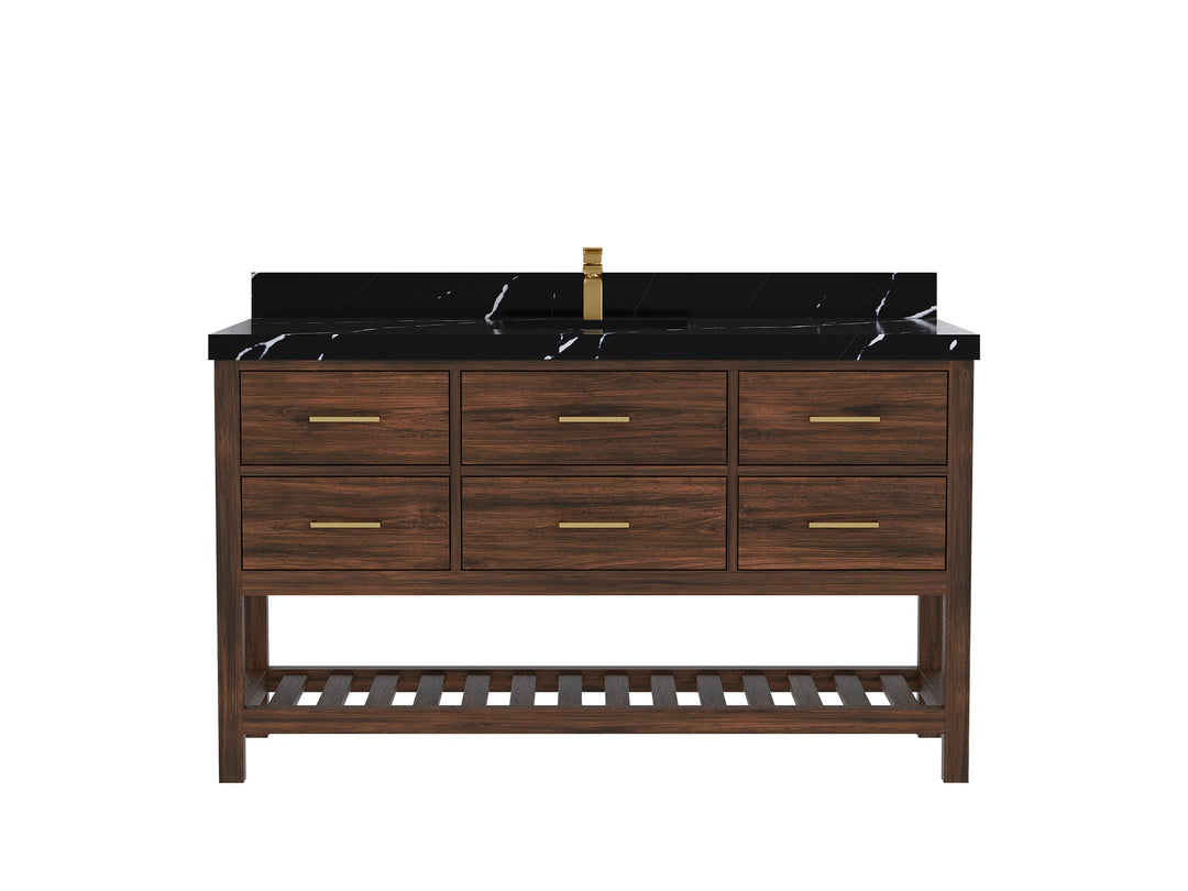 Parker Teak Wood 60 in. W x 22 in. D Single Sink Bathroom Vanity - Willow Bath and Vanity