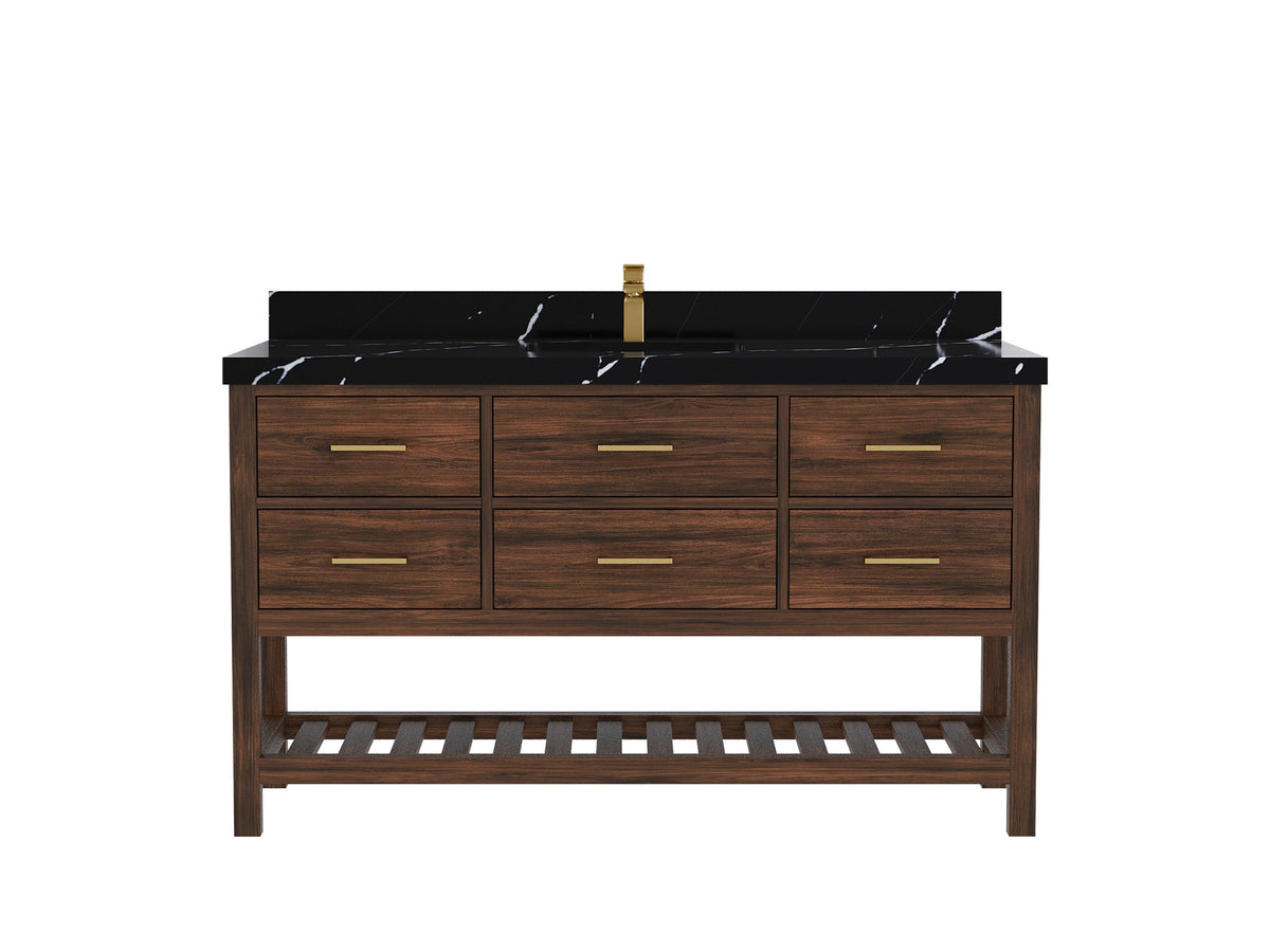 Parker Teak Wood 60 in. W x 22 in. D Single Sink Bathroom Vanity - Willow Bath and Vanity