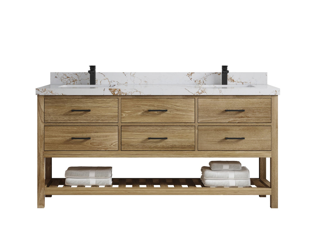 Parker Teak Wood 72 in. W x 22 in. D Double Sink Bathroom Vanity - Willow Bath and Vanity